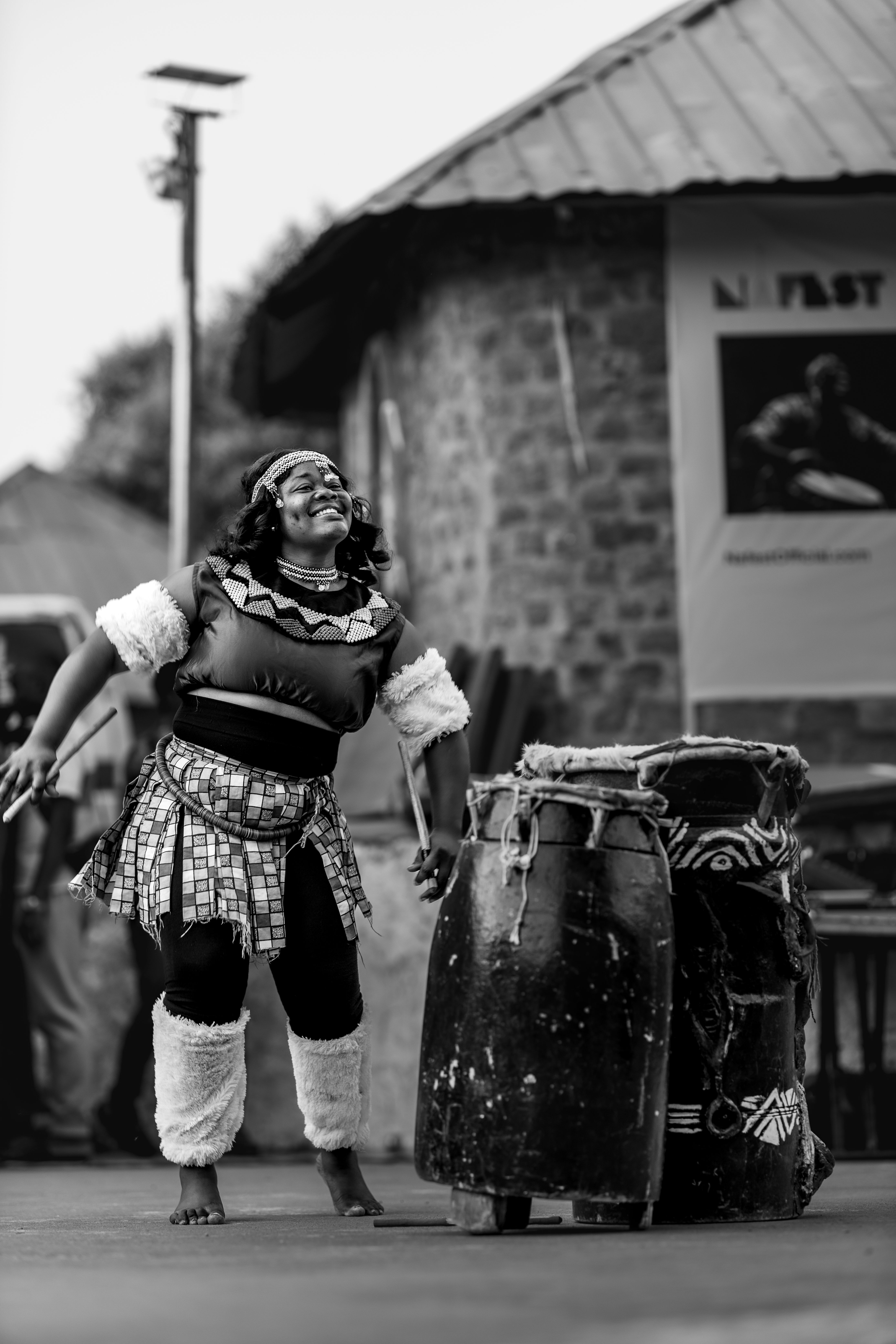 Celebrating Nigerian culture with traditional dance and African drums.