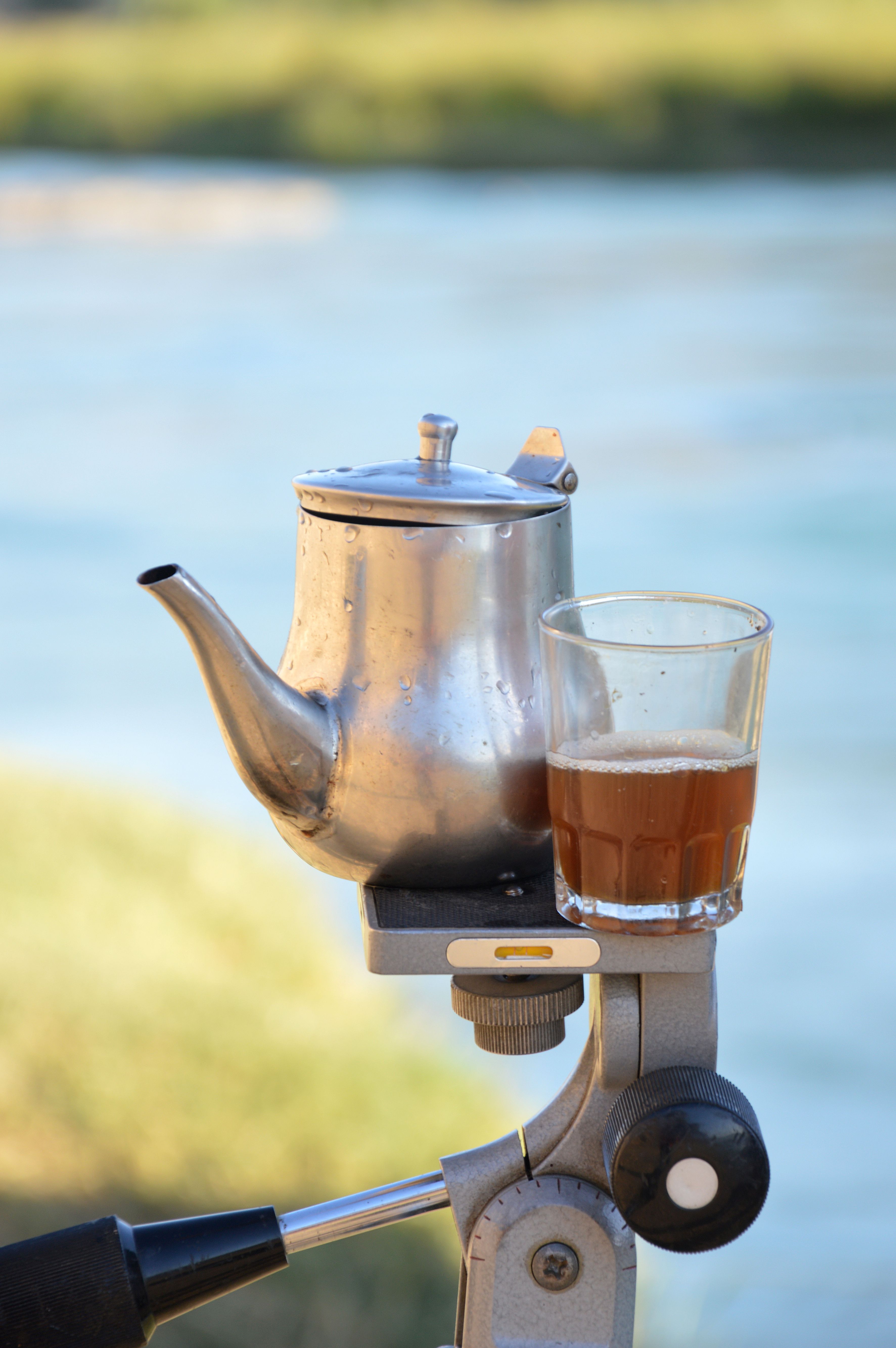 Outdoor Tea Setup with Teapot and Glass · Free Stock Photo