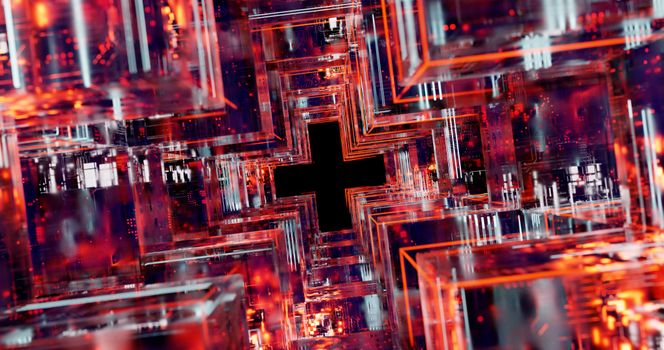 Abstract depiction of digital circuits with vibrant colors and intricate patterns.