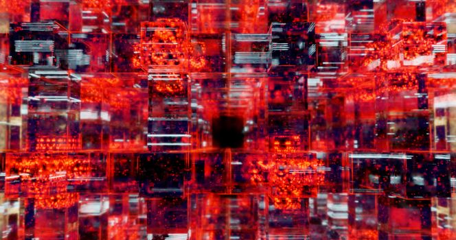 Vibrant digital art showcasing an abstract matrix with red and black hues.