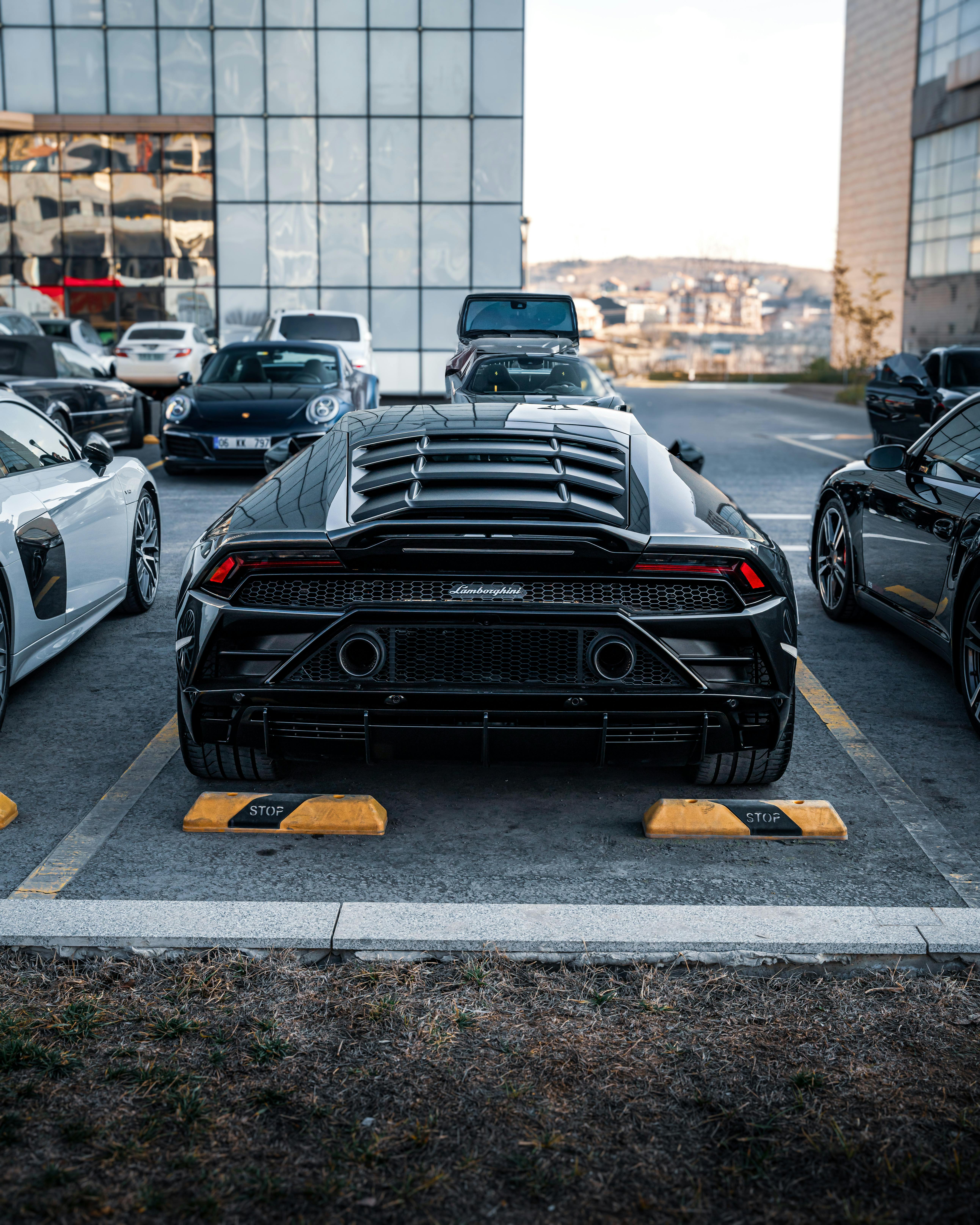 Capture of a sleek Lamborghini Huracan parked outdoors in Ankara, Türkiye.
