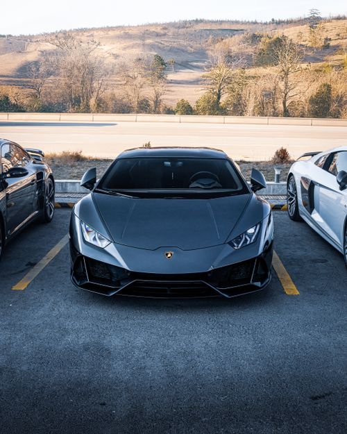 Free Stunning view of a Lamborghini Huracan parked in Ankara with scenic background. Stock Photo