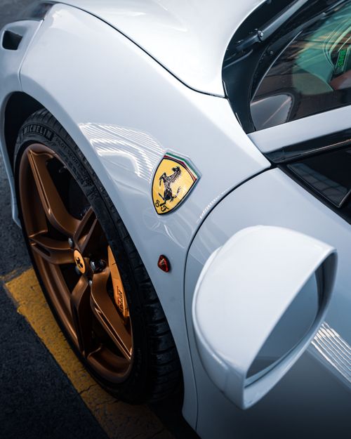Free Captivating close-up of a sleek Ferrari wheel in Ankara, showcasing luxury and design elegance. Stock Photo
