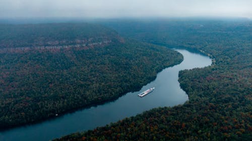 Free Aerial Photography of a River Stock Photo