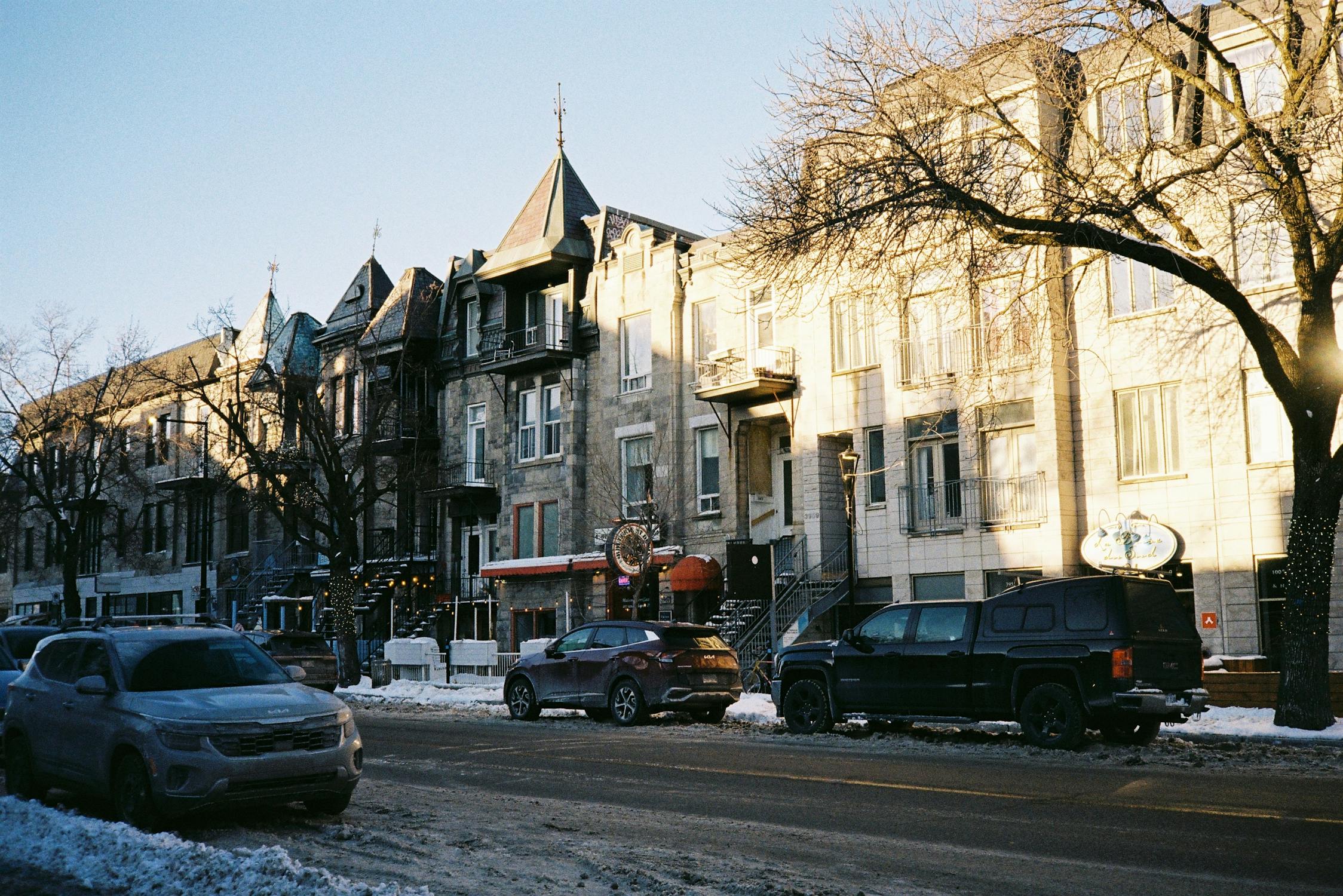 Charming Street View in Winter Afternoon Light