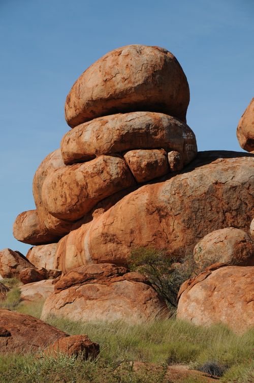 Free Dramatic rock formations at Karla Karla (Devil's Marbles) in Australian outback. Stock Photo