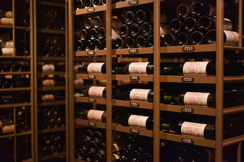 wine bottles maury aoc french wine shop shelf