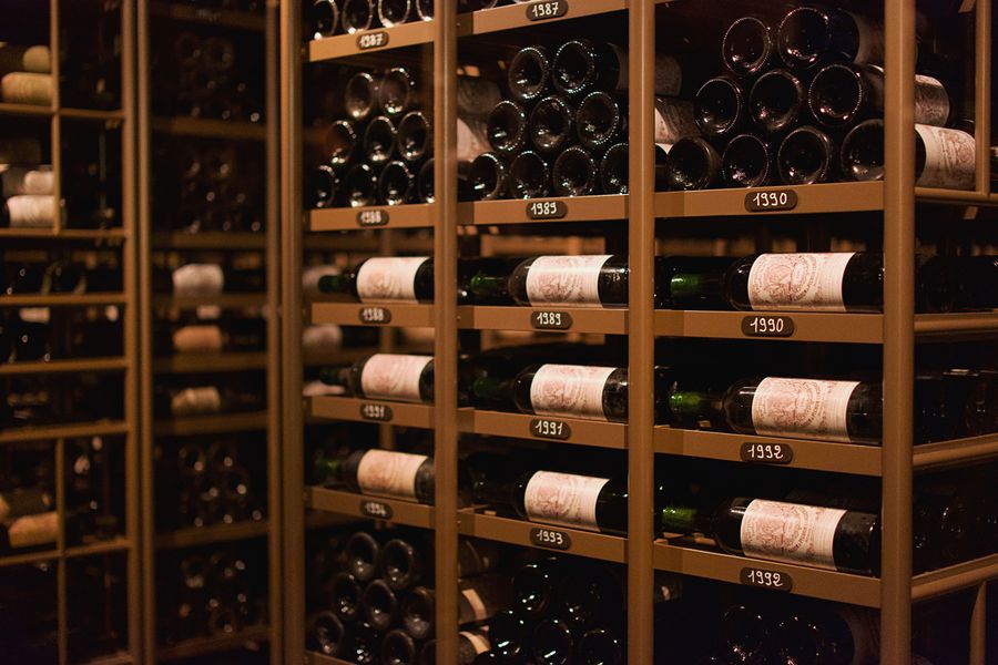 Wine cellar with vintage bottles