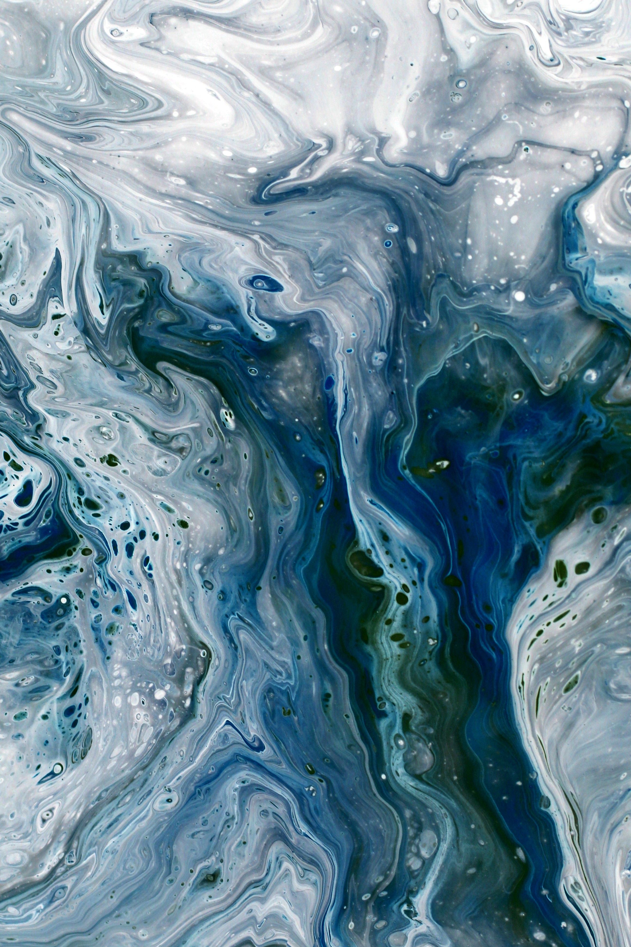 Abstract Blue and White Fluid Art Painting · Free Stock Photo