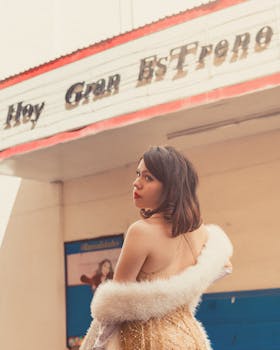 Vintage style model posing in Puebla de Zaragoza, Mexico. Classic elegance outdoors.