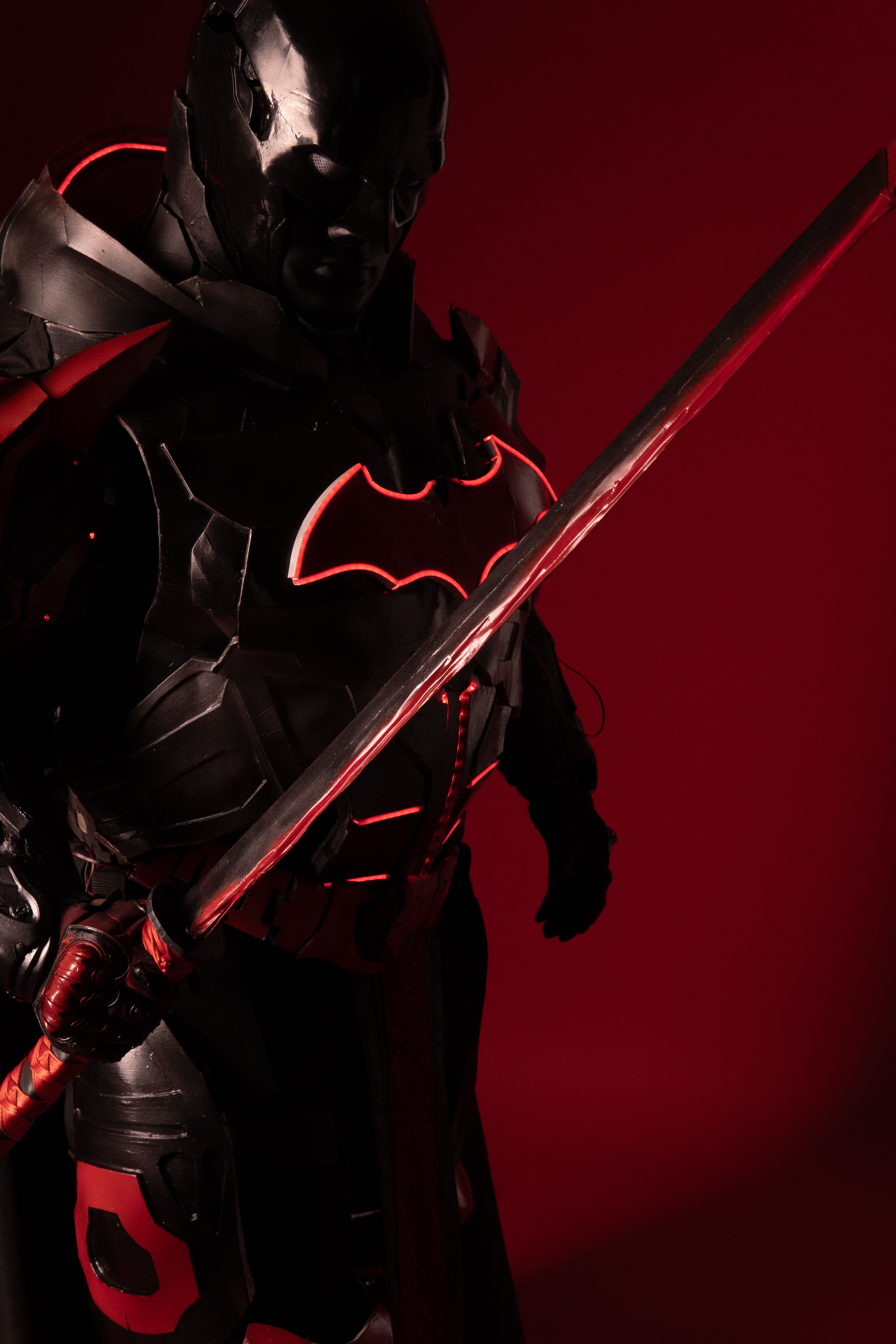Dark Knight Character in Red and Black Armor · Free Stock Photo