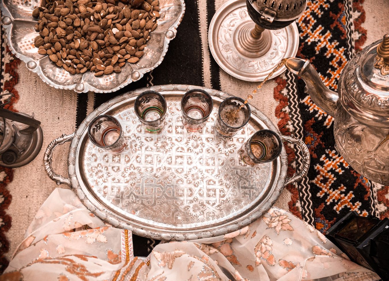 A traditional Moroccan tagine filled with vibrant vegetables and spices