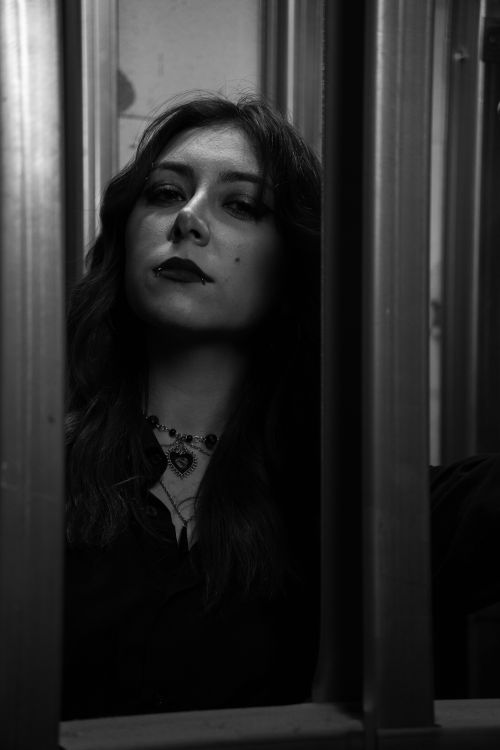 Free Dramatic black and white portrait of a woman with gothic elements. Stock Photo
