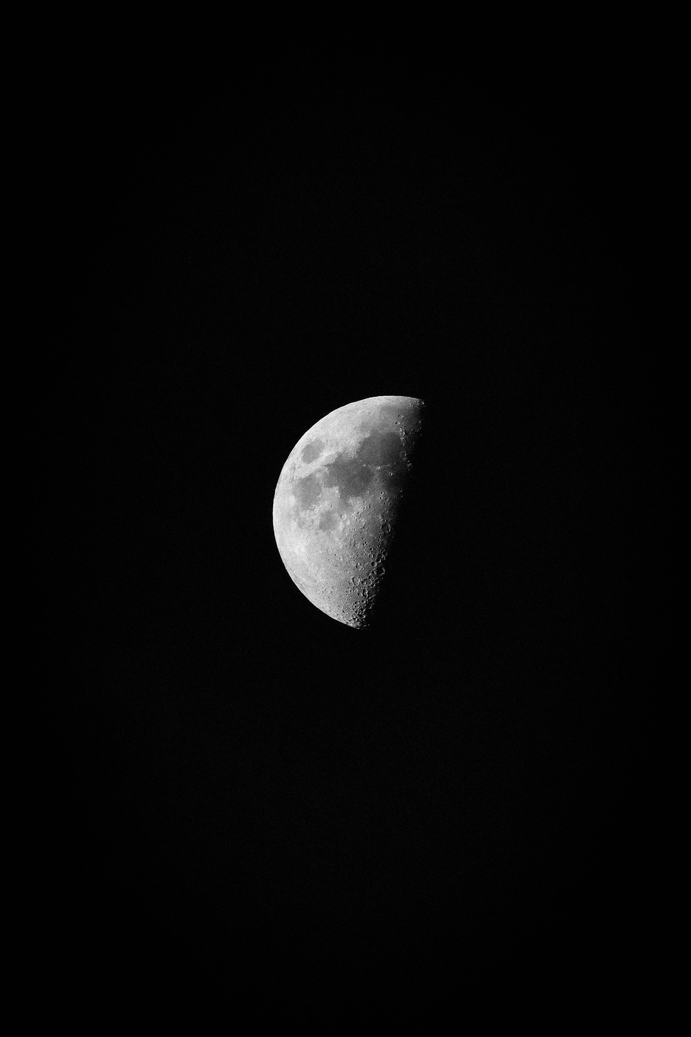 Black and White Half Moon in Night Sky · Free Stock Photo