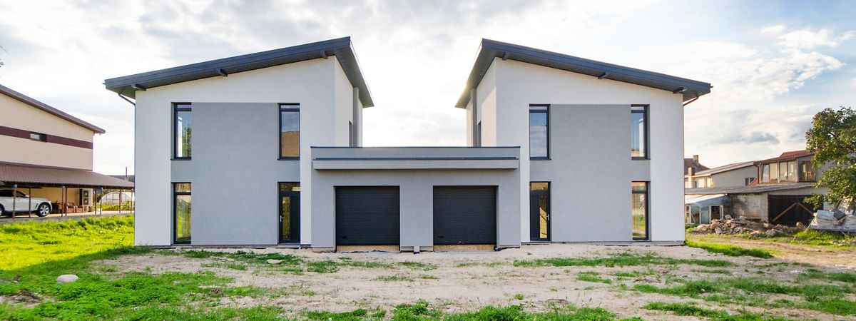 Two adjoining semi-detached houses (stock image)