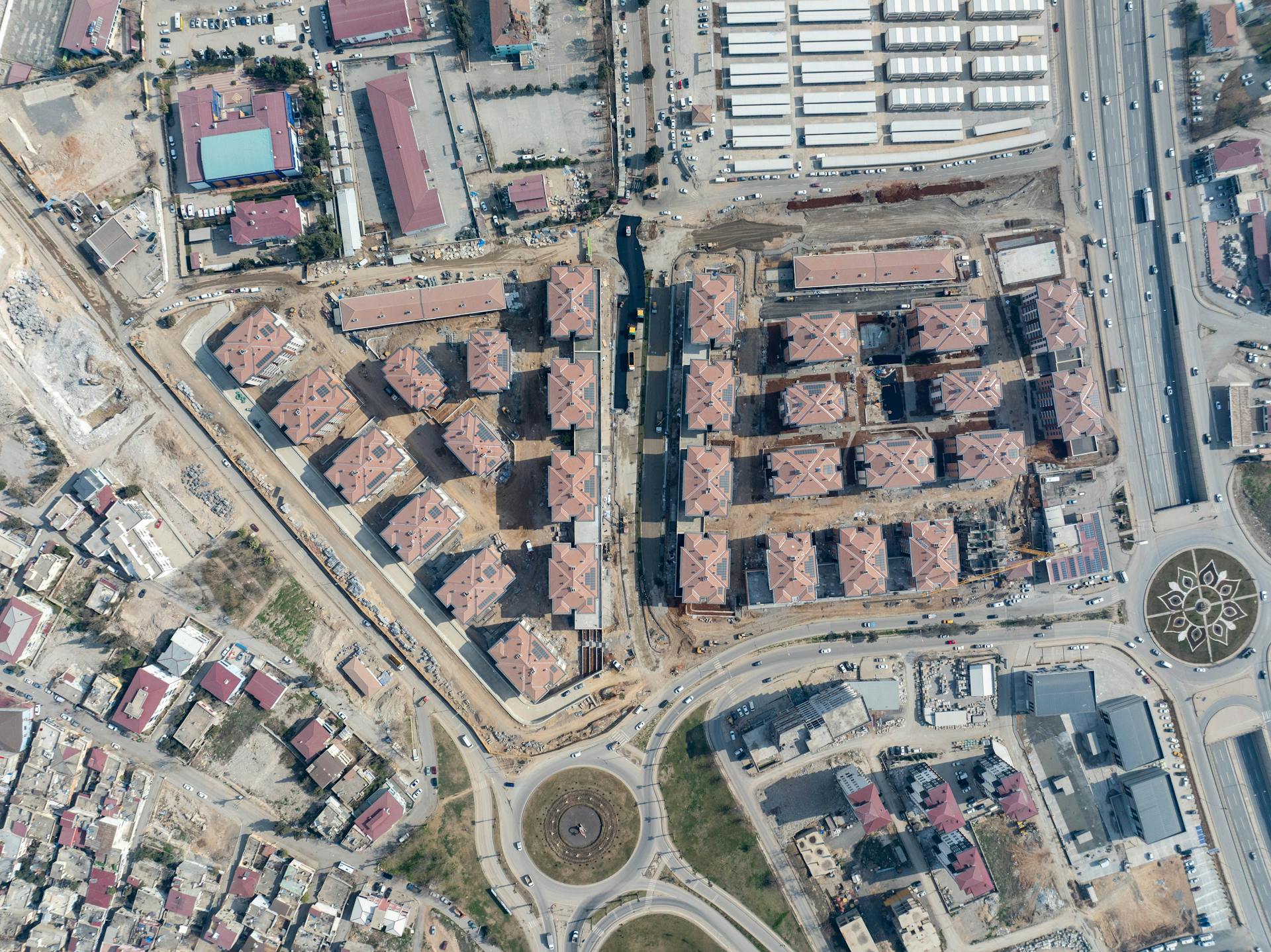 Aerial view showing the new urban development in Kahramanmaraş, Türkiye.