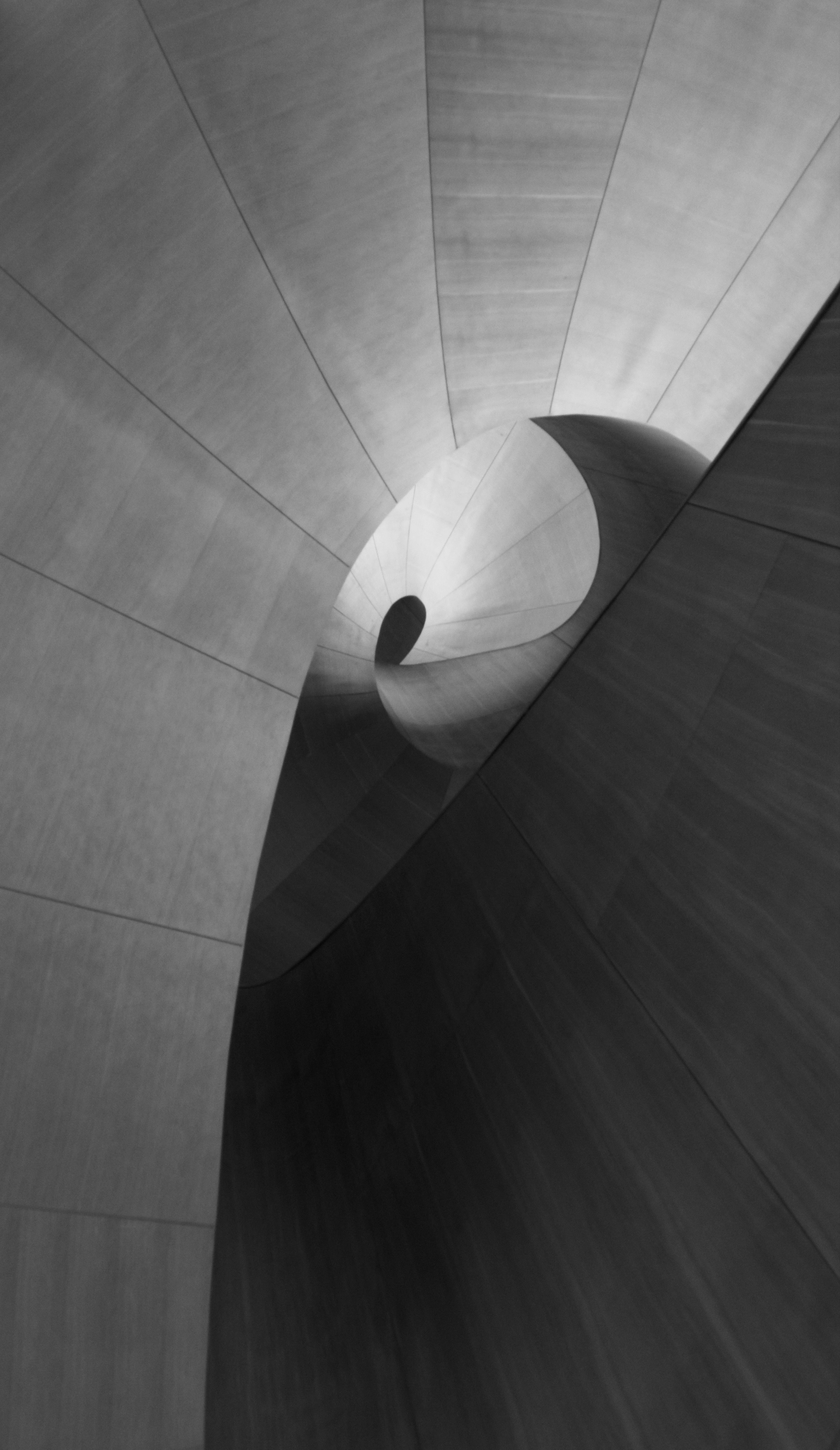 Abstract Architectural Spiral Design in Black and White · Free Stock Photo