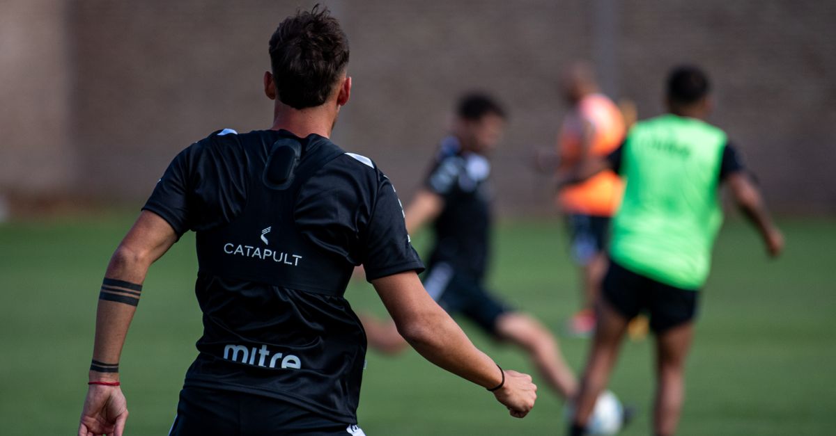 GPS sports vest tracking data on a soccer player during training