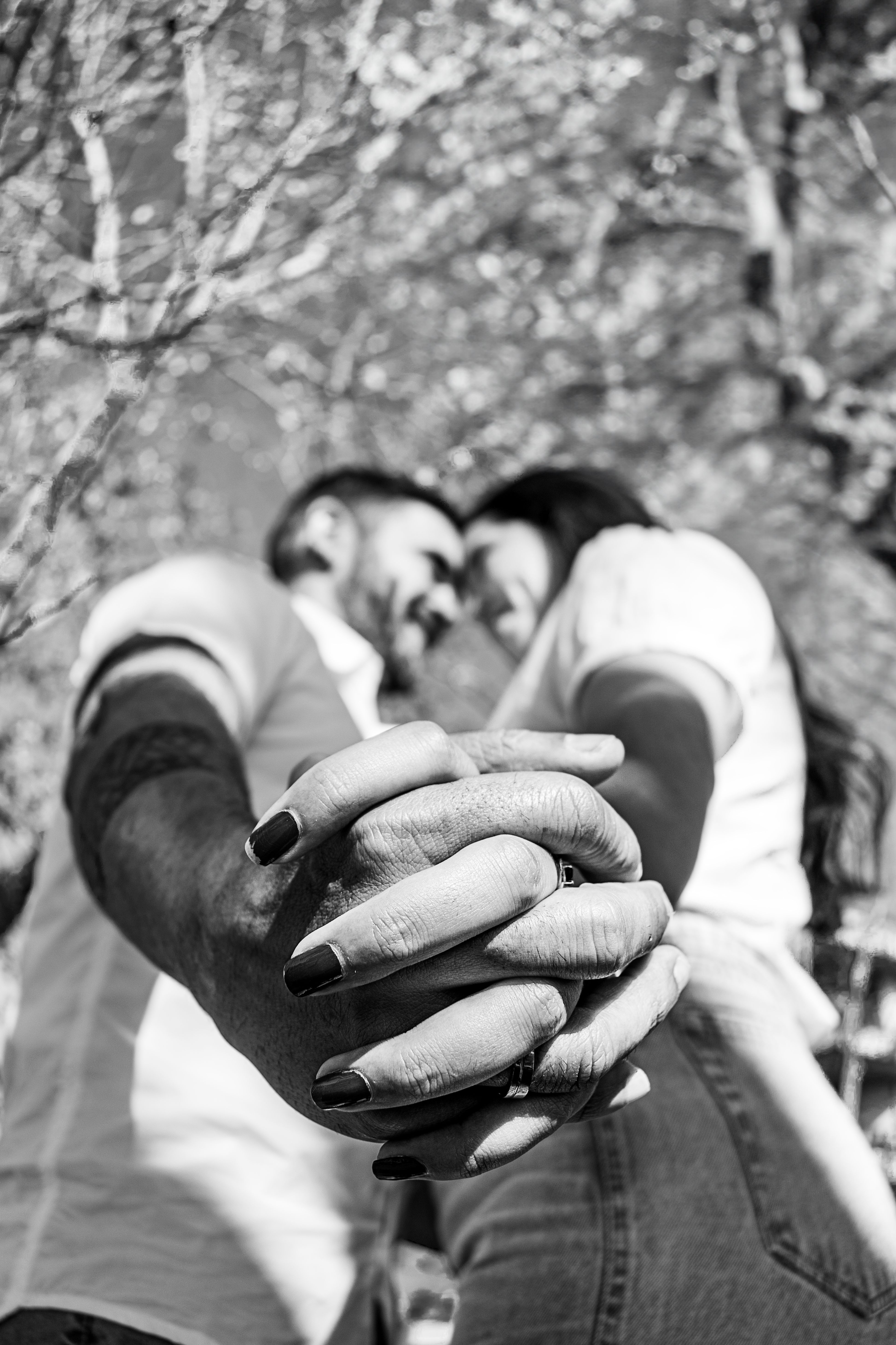 Romantic Black and White Couple Holding Hands · Free Stock Photo