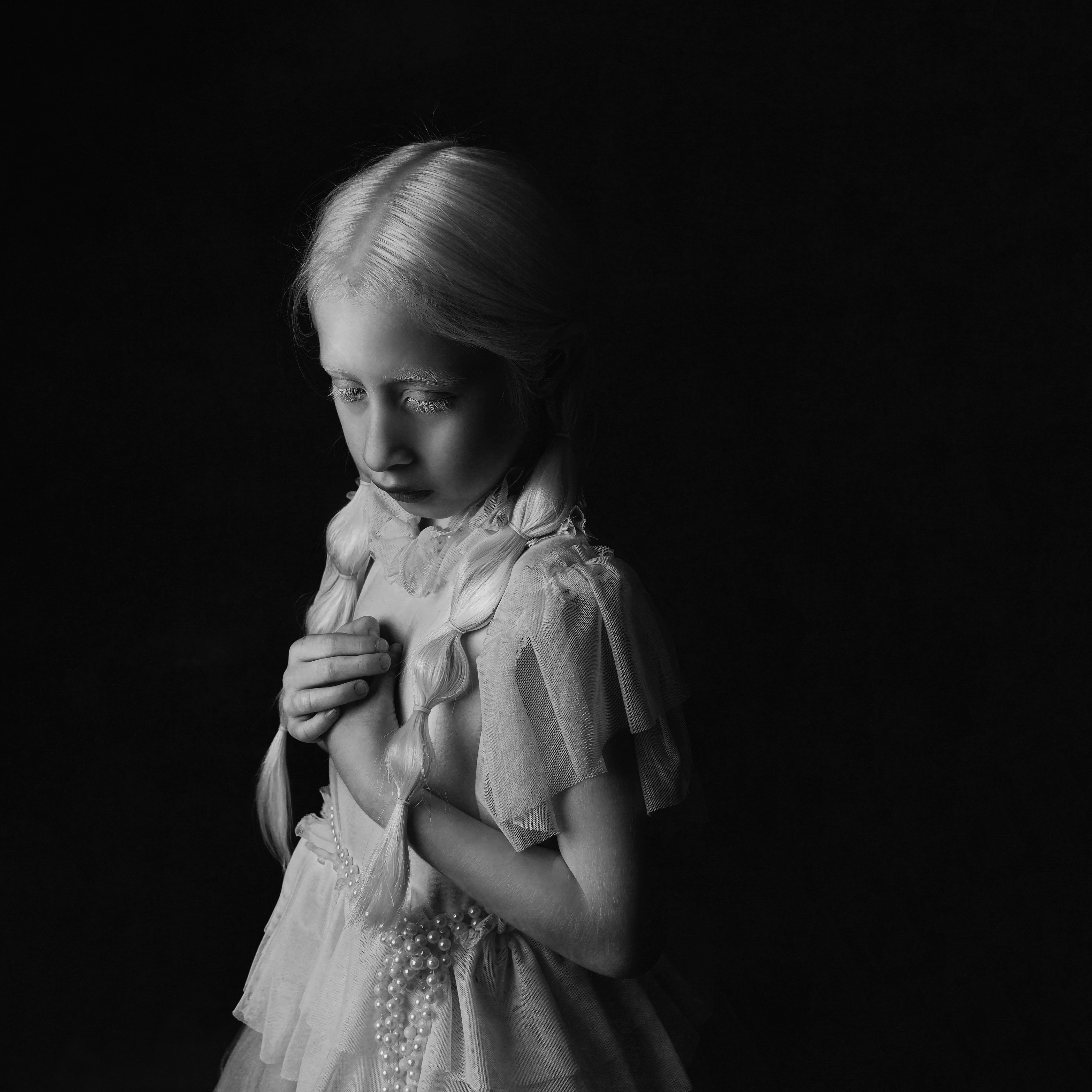 Emotional Black and White Portrait of Young Girl · Free Stock Photo