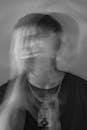 Artistic Black and White Motion Blur Portrait
