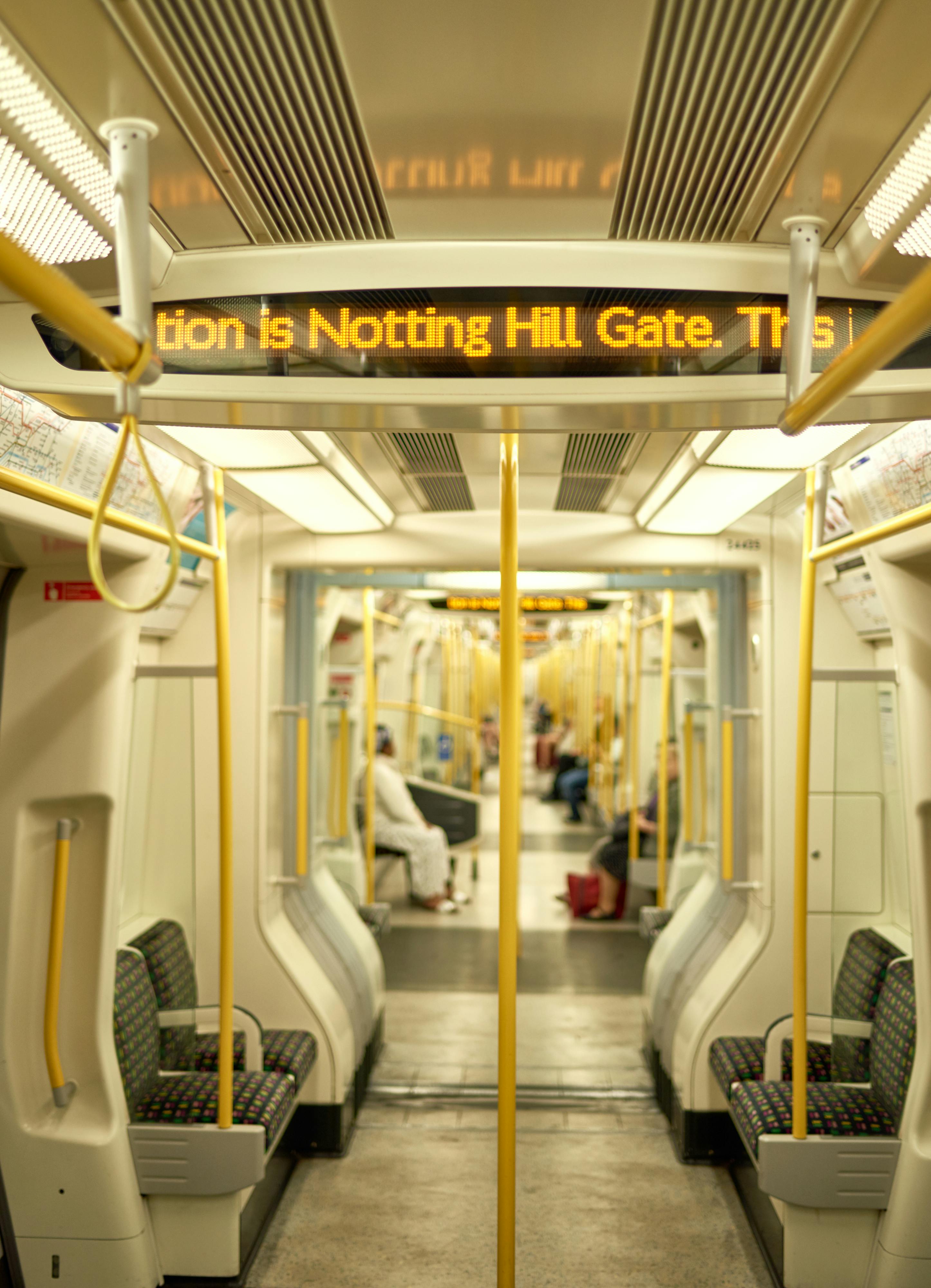 white and gray train interior