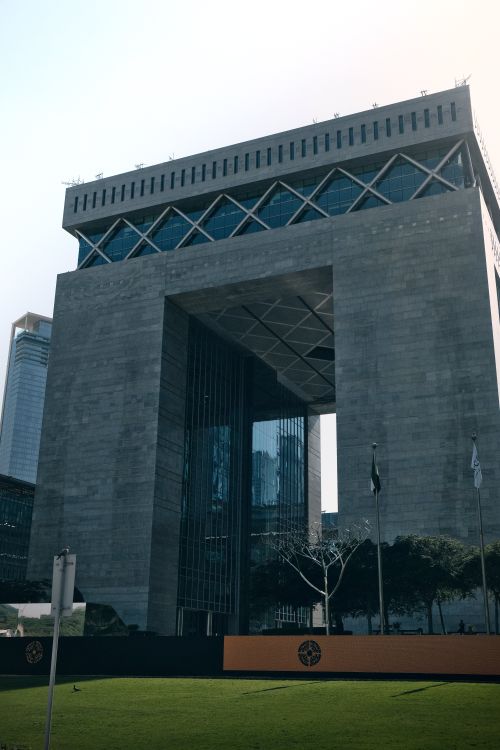 Modern office tower in a Dubai business district