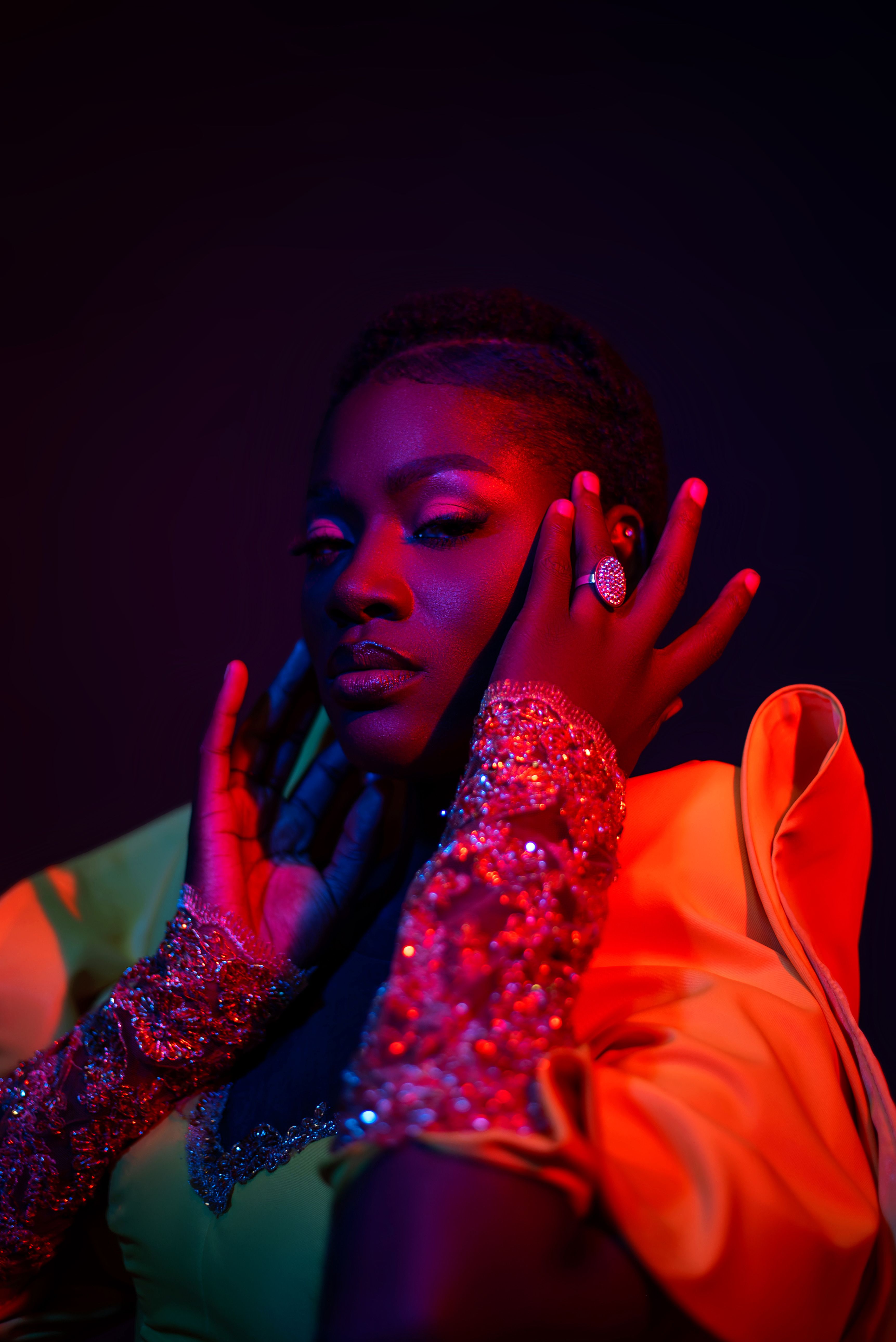 Artistic Portrait of Woman in Colorful Lighting · Free Stock Photo
