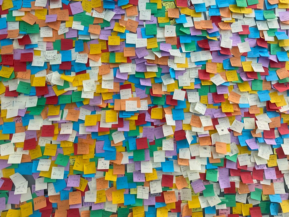 Colornote Wall Colorful Sticky Notes on a Wall · Free Stock Photo