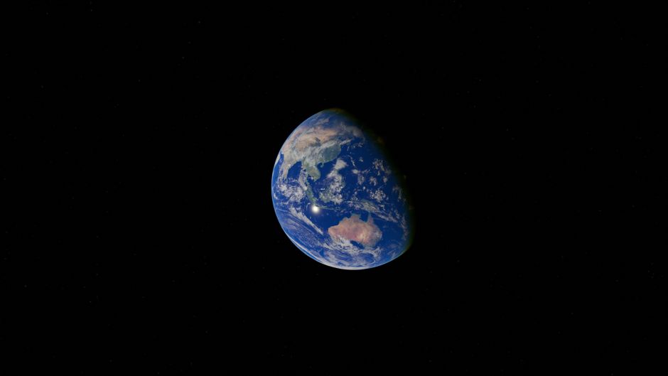 A striking view of Earth from space with visible continents and oceans.