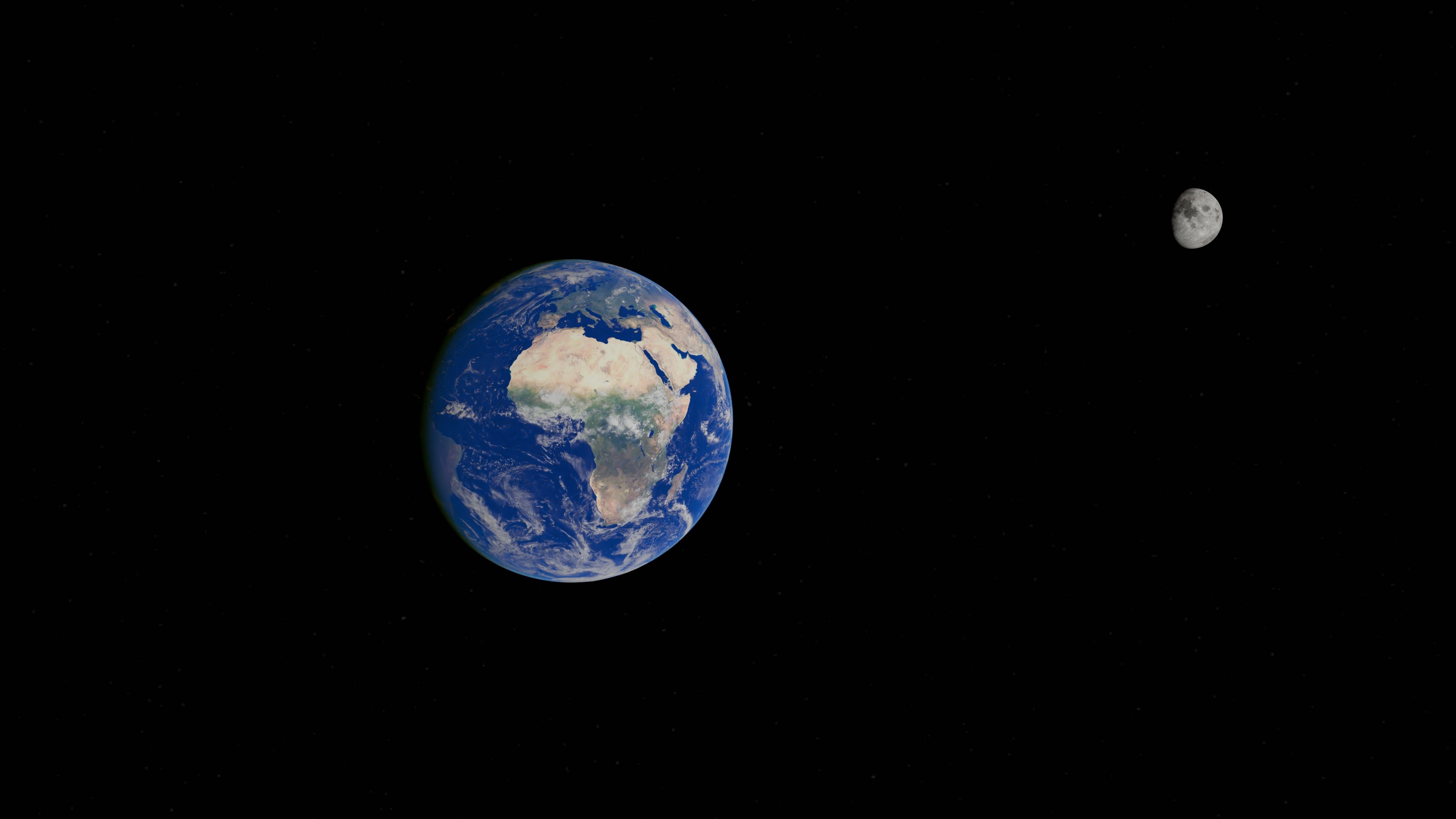 Captivating view of Earth and the Moon in space, highlighting the African continent.