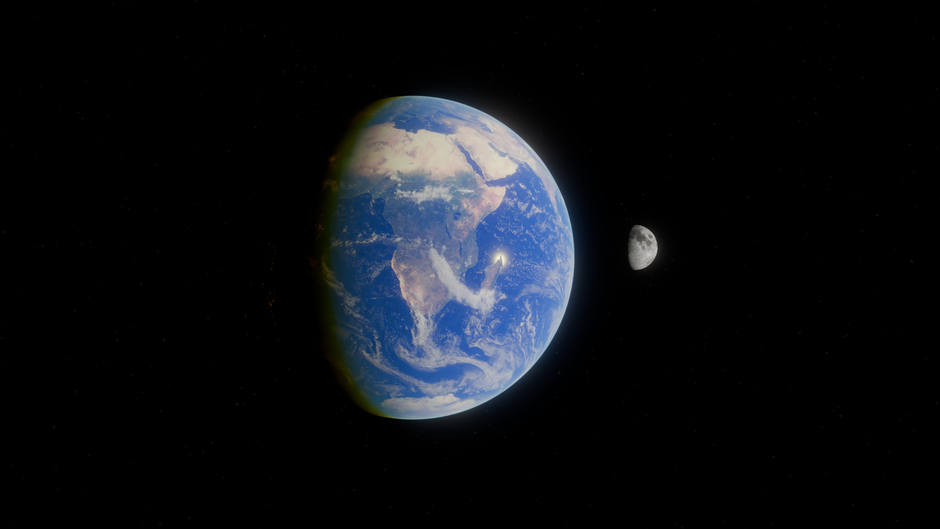 A captivating view of Earth and its moon floating in the vast expanse of space.