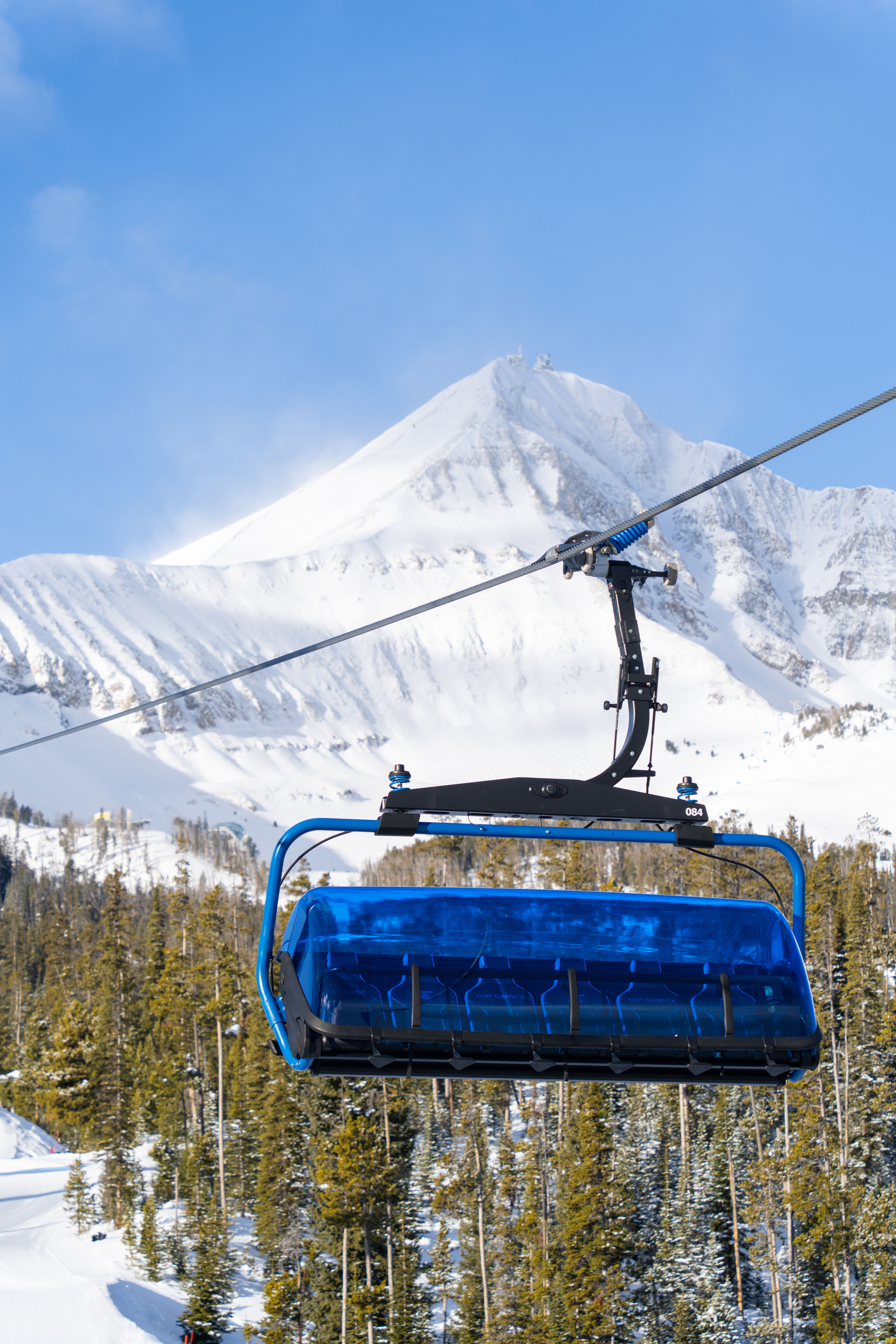 Scenic Ski Lift at Big Sky Resort in Winter ·