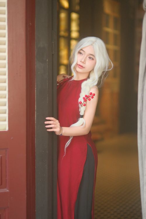 Elegant Woman in Red Dress with White Hair Free Stock Photo Elegant Woman in Red Dress with White Hair Free Stock Photo