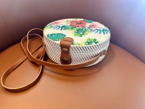 Free tropical bag on chair  Stock Photo