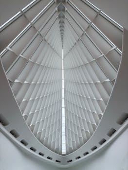 Stunning view of modern architecture's interior emphasizing symmetry.