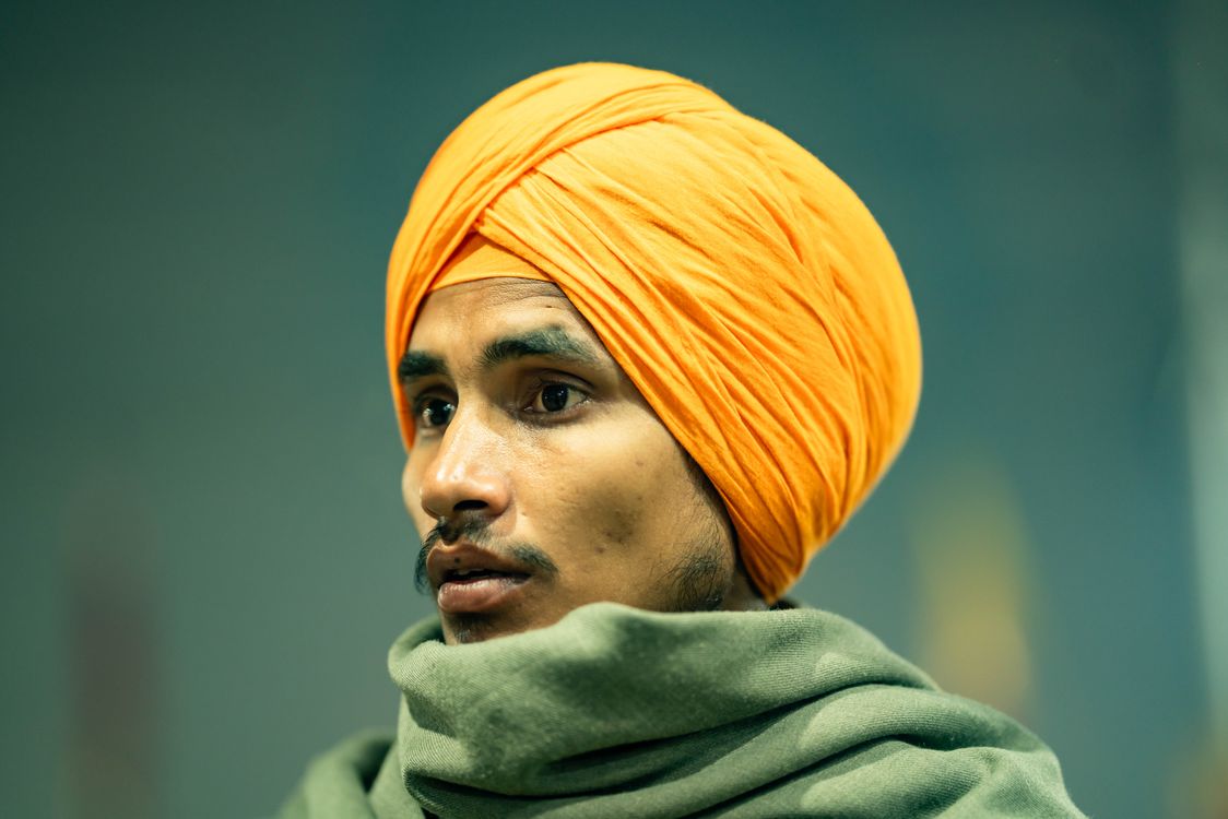 Portrait of Man in Orange Turban at Kumbh Mela · Free Stock Photo
