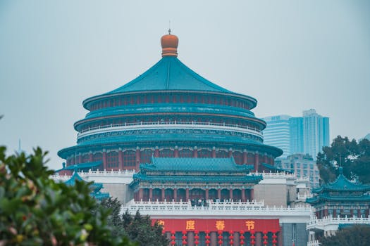 The Grand Hall of the Chongqing People, an iconic architectural landmark in Chongqing, China.