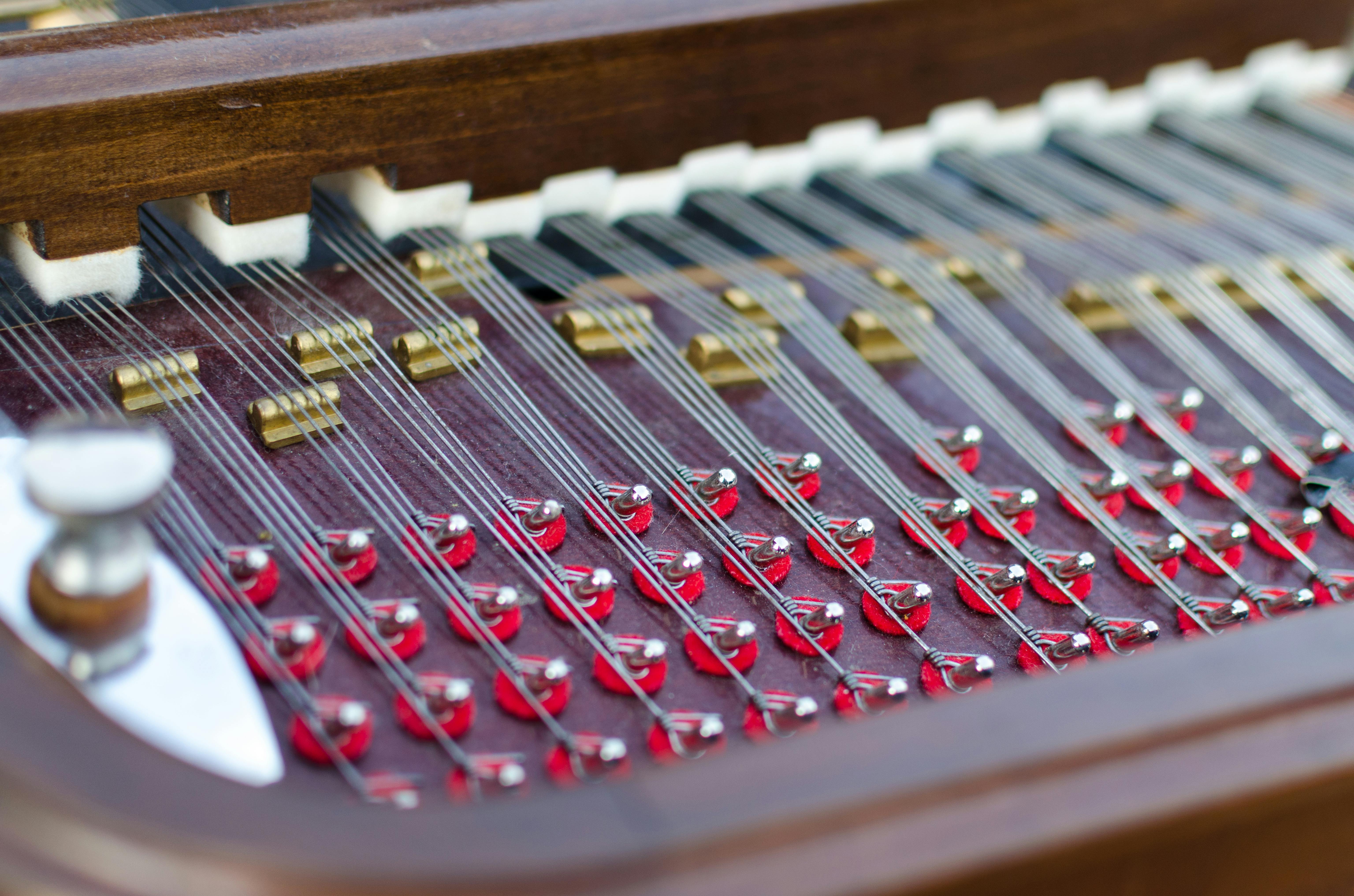 closeup photography of instrument strings