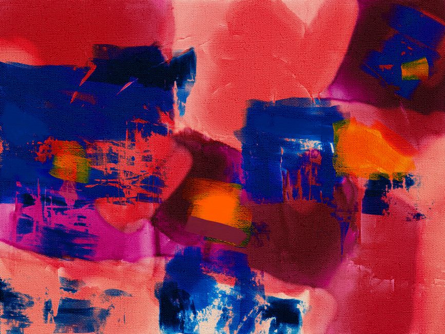 Explore bold color blocks in this dynamic abstract expressionist digital painting.