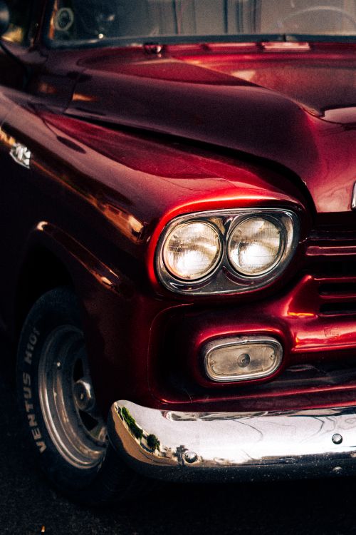Free Close-up of a vintage red truck in Puebla, showcasing its iconic design and retro charm. Stock Photo