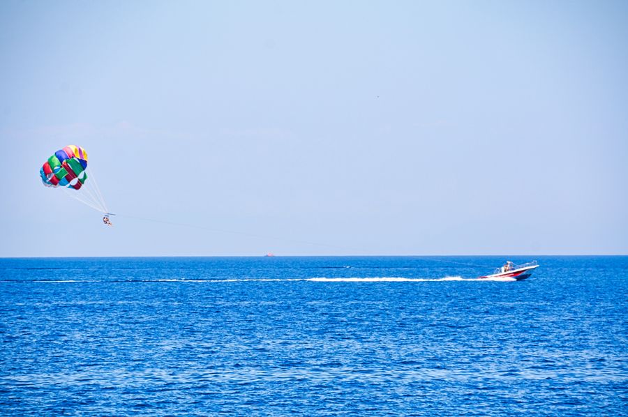 Parasailing over the sea
