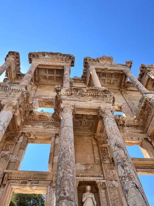 Free Stunning view of the ancient Celsus Library facade under a clear blue sky in Ephesus, Turkey. Stock Photo