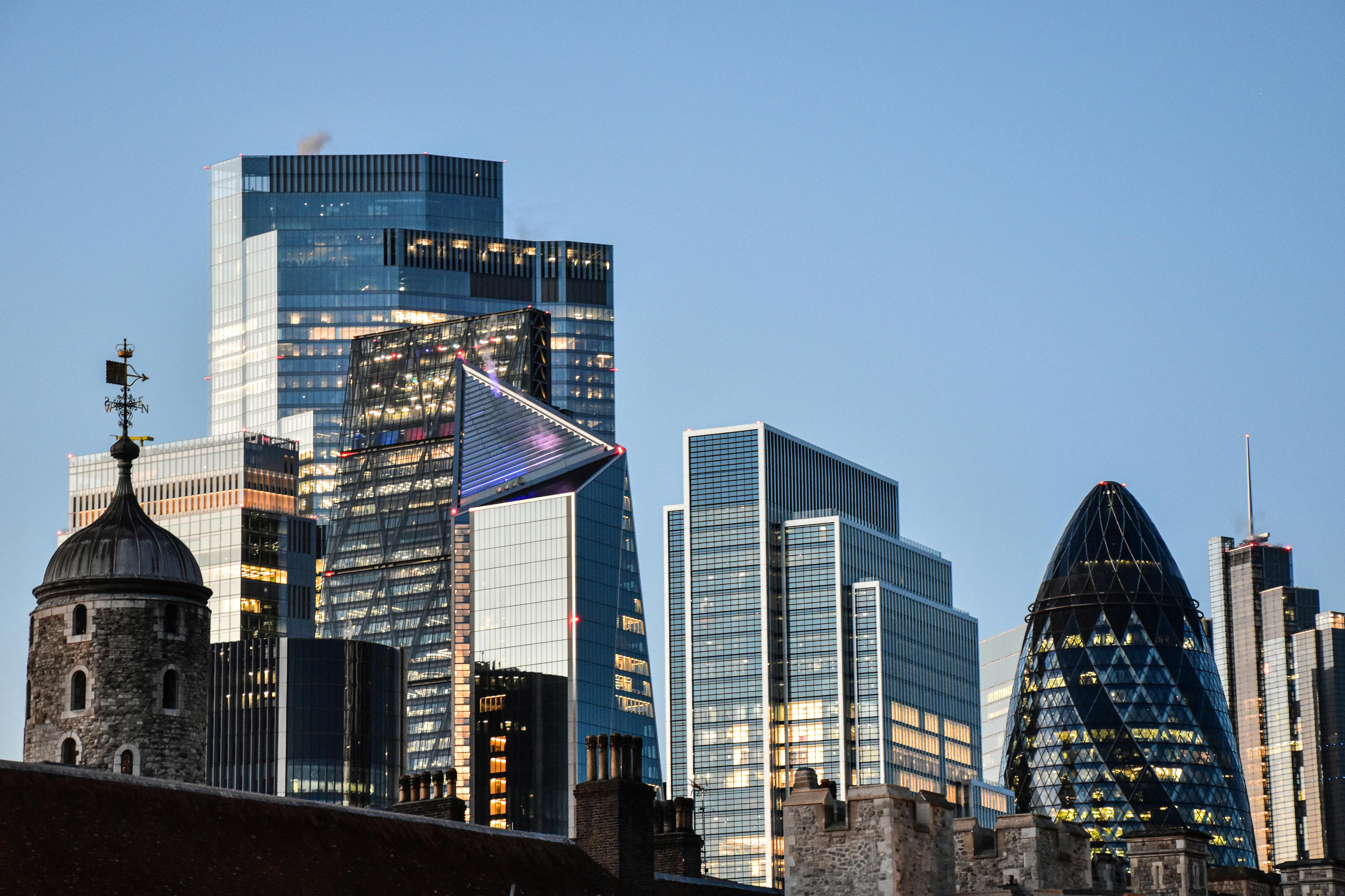 Distrito financiero de Londres y edificio de la Bolsa