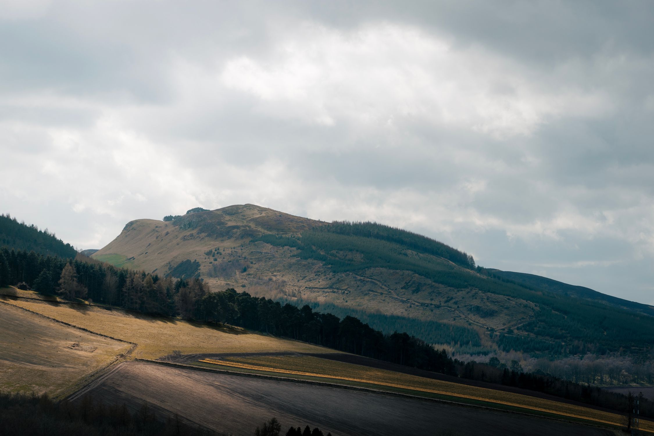 Rolling Hills Under Cloudy Sky Landscape · Free Stock Photo