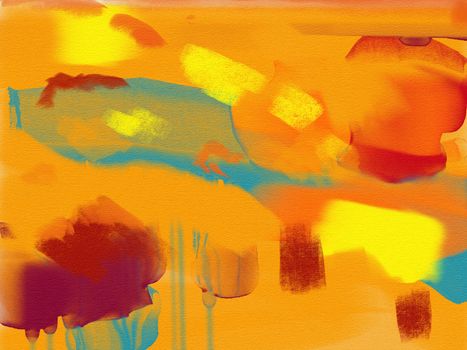 Dynamic abstract painting with bold warm colors and expressionist style, perfect for modern decor.