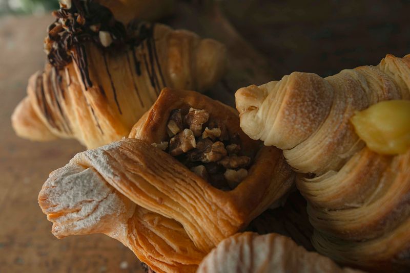 Close up of flaky pastries