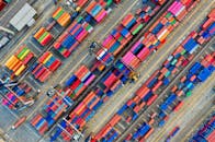 Aerial Photography of Container Van Lot