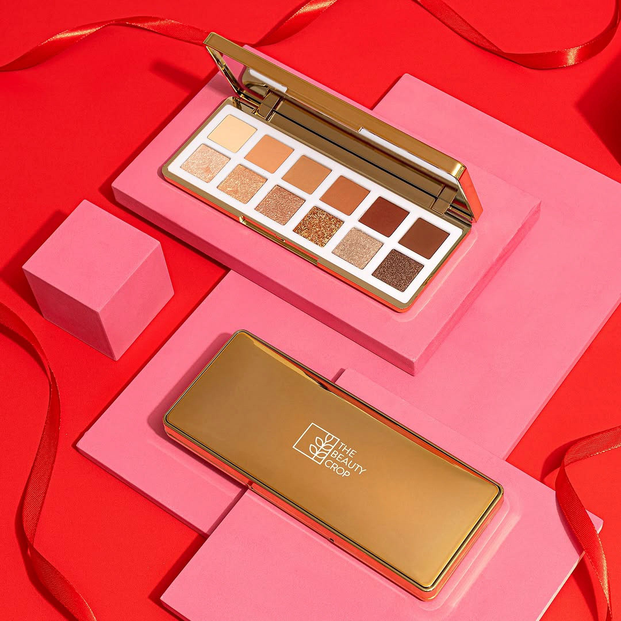 Luxury Eye Shadow Palette on Red Background · Free Stock Photo