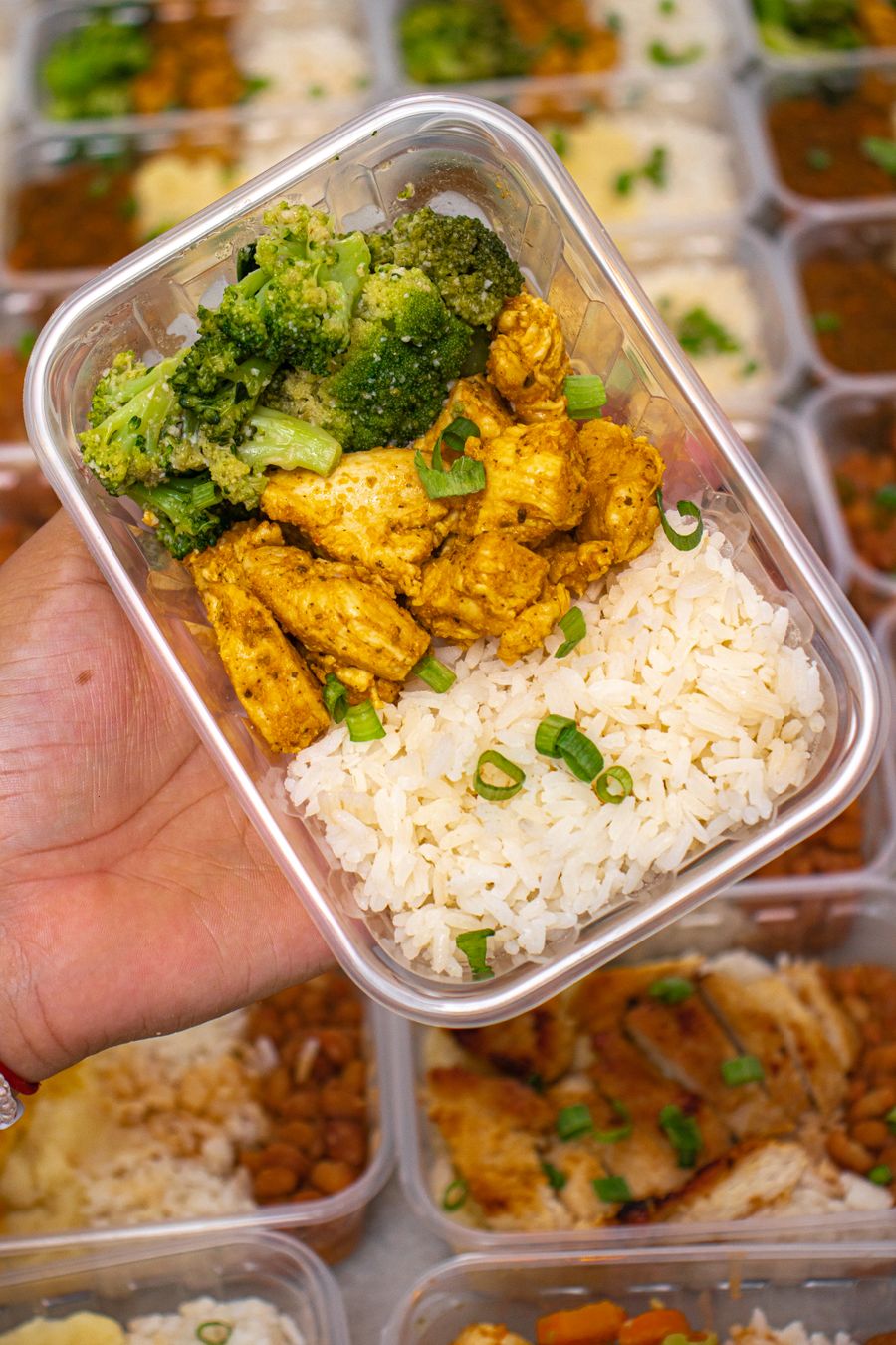 Chicken broccoli and rice meal prep
